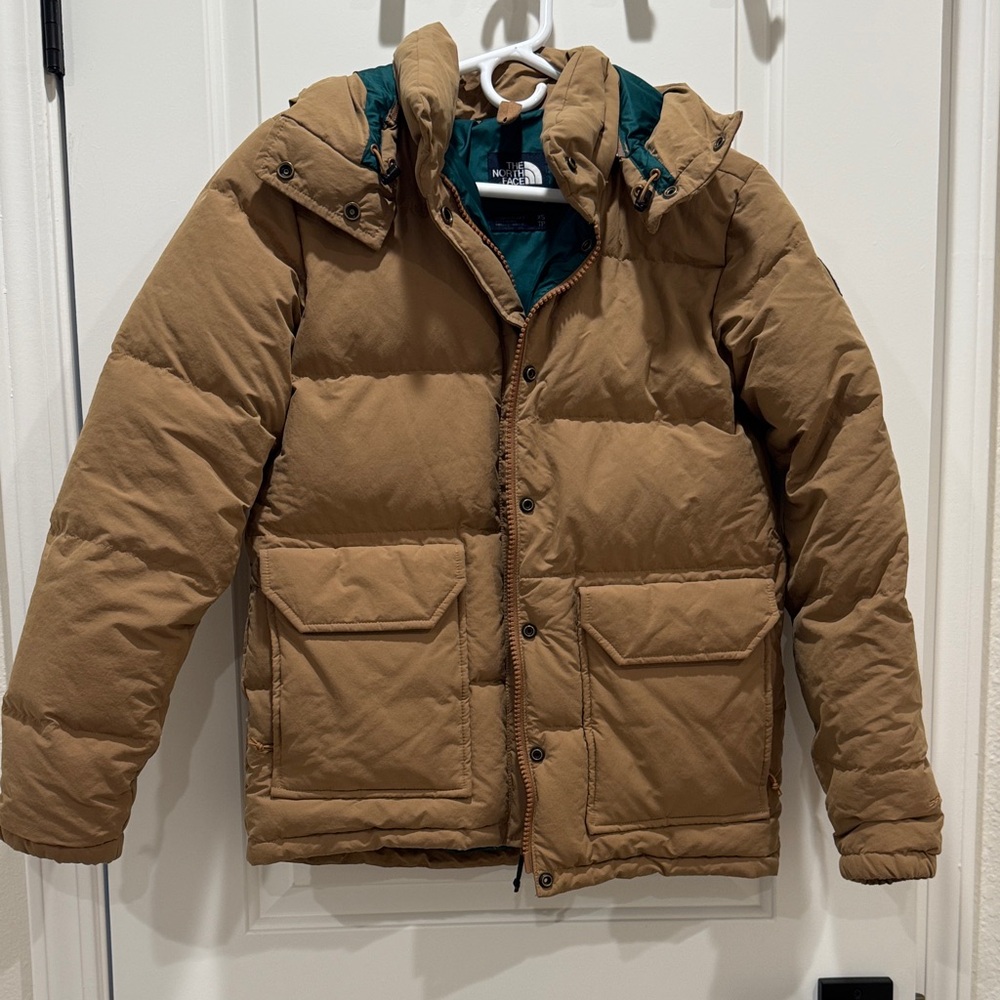 Tan North Face Hooded Puffer